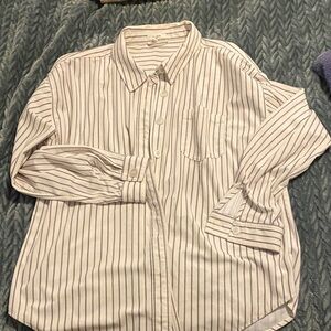Maurices White and Black Striped Casual Shirt